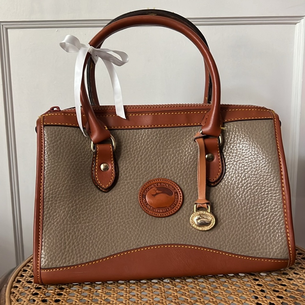 Dooney & Bourke Tan and Brown Leather Satchel